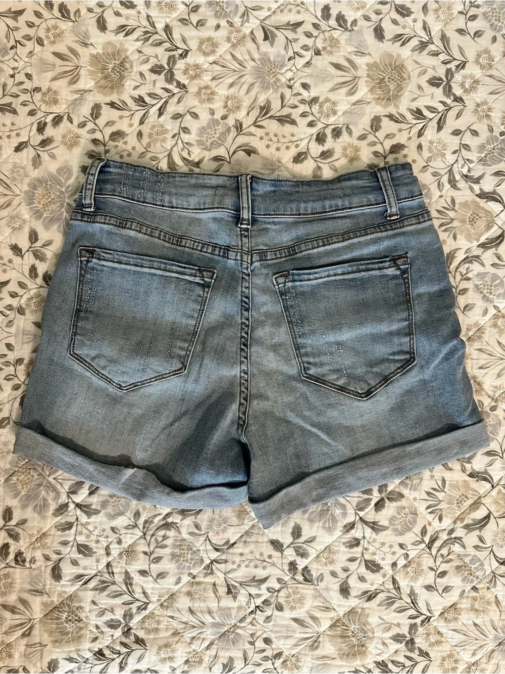 KanCan Light Blue Distressed Rolled-Hem Jean Shorts